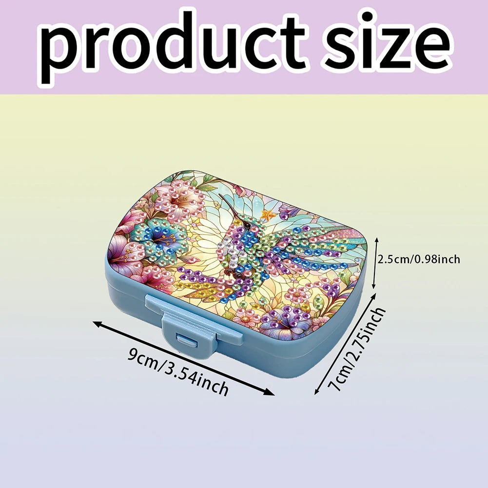 Mushroom 5D DIY Diamond Painting Dot Pill Case Diamond Painting Medicine Box 6 Grid Moisture-proof Pill Organizer for Art Craft