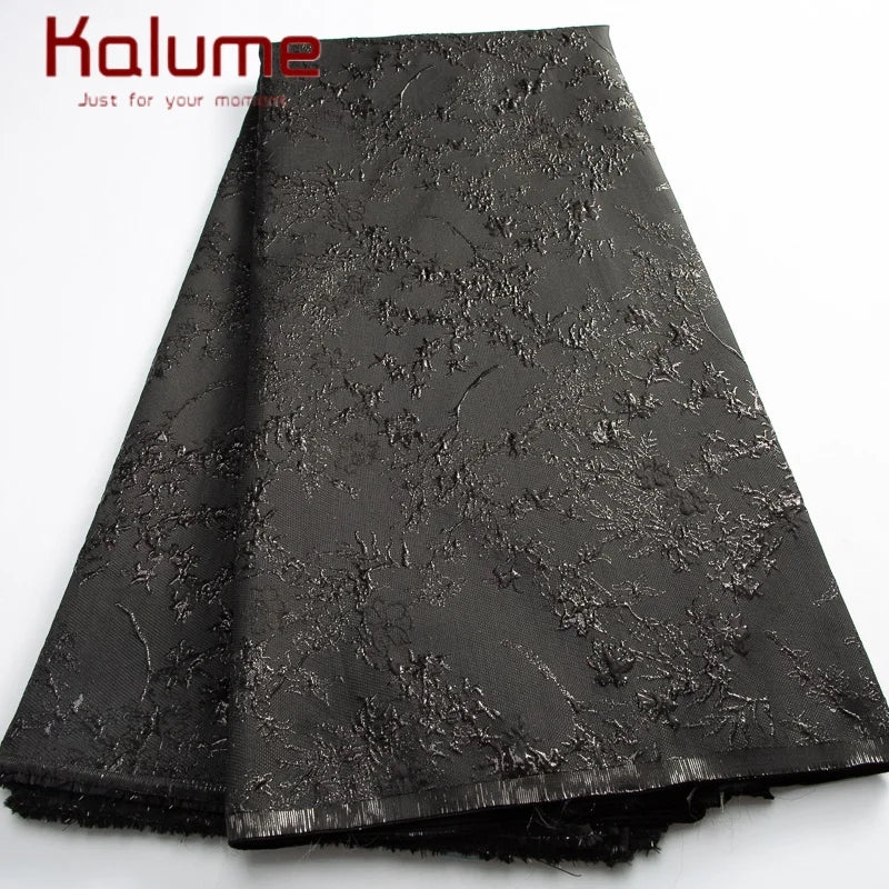 Kalume African Brocade Jacquard Lace Fabric 2025 High Quality Gilding Lace Fabric Ship From U.S. 2-5Days for Sewing Dress F3464