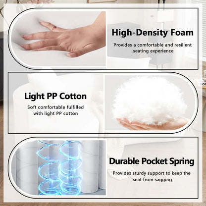 80“ Curved Loveseat for Small Spaces, White Curved Couches for Living room, Compression Sofa in a Box with 2 Pillows,