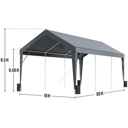 SucceBuy Carport 10x20ft Heavy Duty Car Canopy Garage with 8 Reinforced Poles and 4 Weight Bags UV Resistant Waterproof Tarp