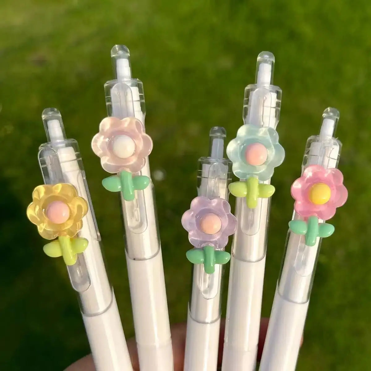 5pcs Flower Pens Ballpoint Pens Flower-Birthday Writing Pens Student Stationery Office Party Gifts, Fine Writing