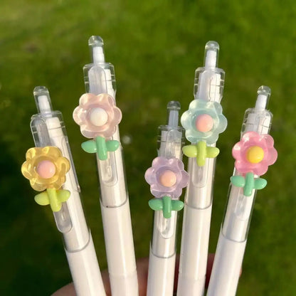 5pcs Flower Pens Ballpoint Pens Flower-Birthday Writing Pens Student Stationery Office Party Gifts, Fine Writing