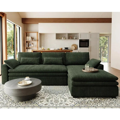 Large Modular Sectional Sofa with Deep Chaise, 104" Corduroy L Shaped Couch with 9" Soft Dual-Layer Seats Cushion Customized