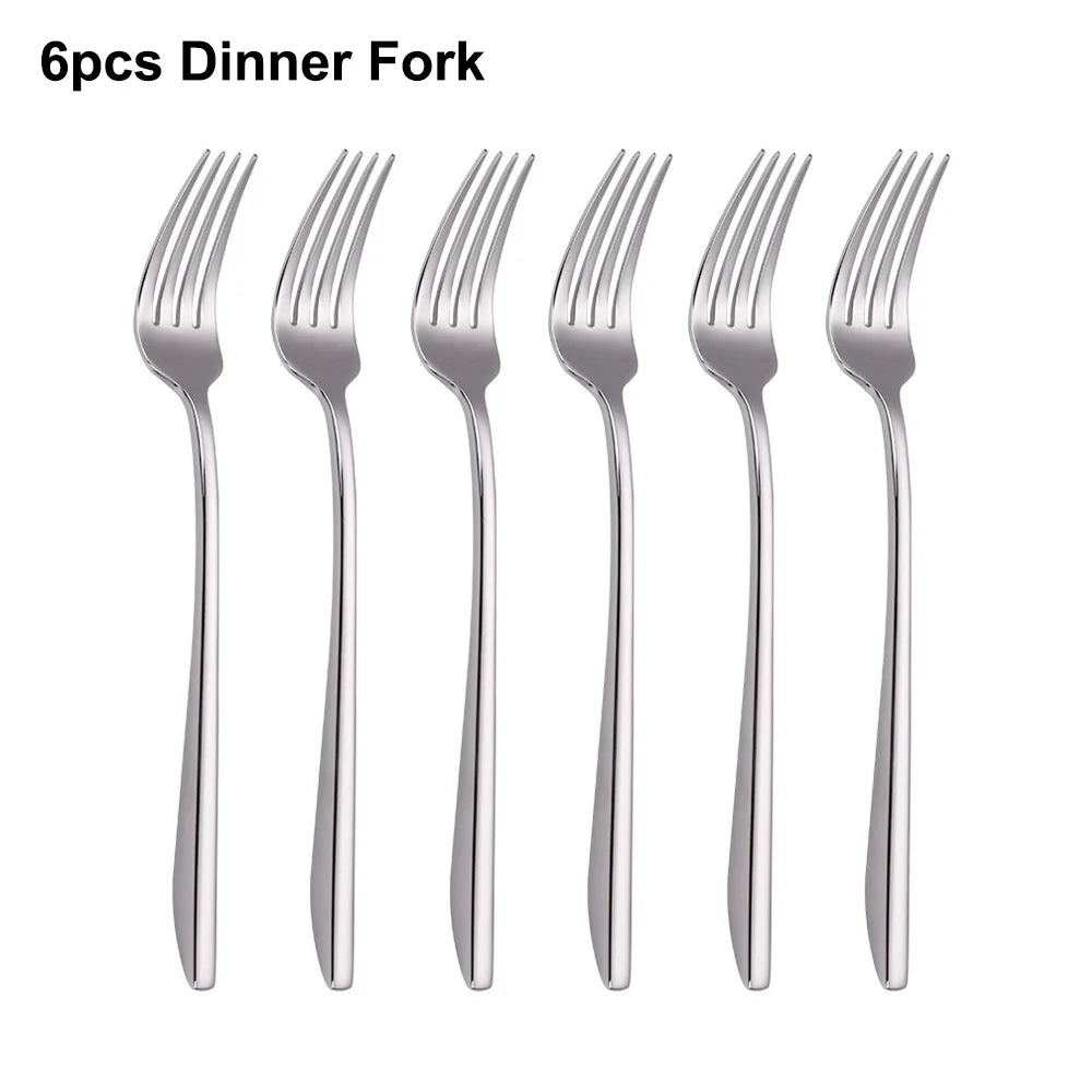 6/12/15/18/21 Pieces Sliver Cutlery Set Stainless Steel 304 Tableware Western Dinner Set Mirror Elegant Knife Fork Spoon