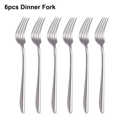 6/12/15/18/21 Pieces Sliver Cutlery Set Stainless Steel 304 Tableware Western Dinner Set Mirror Elegant Knife Fork Spoon