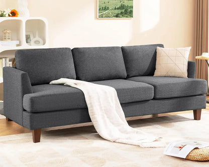 3 Seater Sofa Couch with Deep Seats, 89" Mid Century Modern Upholstered Sofa with Armrests, Comfy Couches , Customized