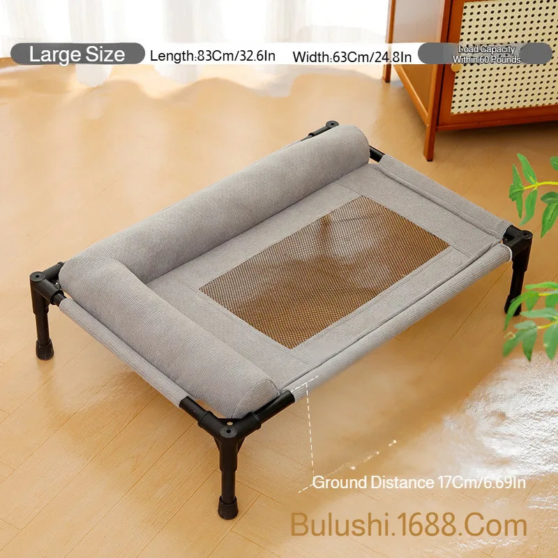Medium and Large Cat Dog Off-the-ground Pet Bed Winter Removable and Washable Breathable Mesh Pet Bed Moisture-proof with Pillow