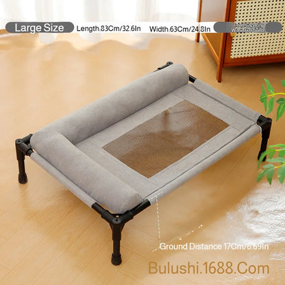 Medium and Large Cat Dog Off-the-ground Pet Bed Winter Removable and Washable Breathable Mesh Pet Bed Moisture-proof with Pillow
