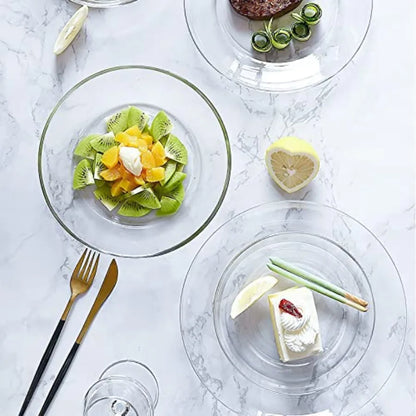 8 Pack Clear Glass Dessert Plates 7.5 for Serving Salad Appetizers Snacks and Fruit Ideal for Dinner Parties and Everyday Use D