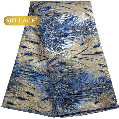 SJD LACE African Lace Fabric 2025 High Quality French Gild Brocade Jacquard Lace Fabric For Women Wedding Party Dresses Sew 3464