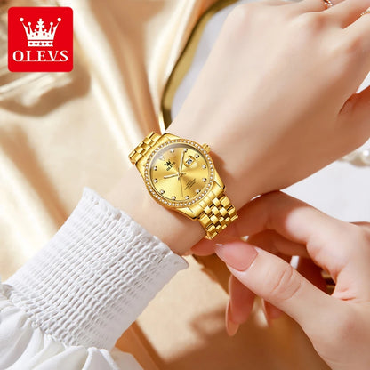 OLEVS 3629 Top Luxury Brand Women Watch Classic Business Calendar Waterproof Luminous Watch Elegant Diamond Women Quartz Watch