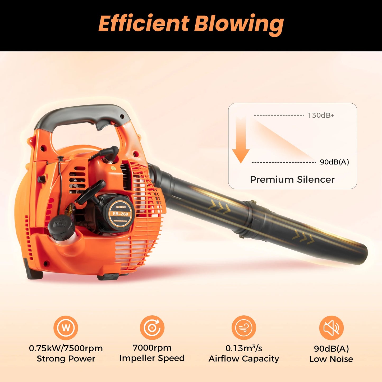 25.4CC 2-Stroke Gas Powered Leaf Blower Engine Handheld Blower Powerful Wind Snow Blower 7000rpm for Efficient Lawn and Garden