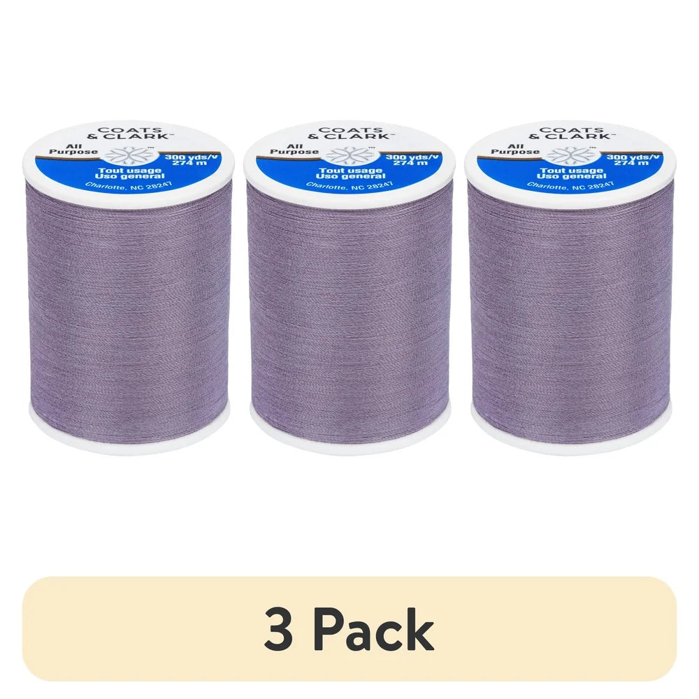 3 Pack 300 Yards Core Spun Polyester Thread Durable Medium Weight Hand Machine Sewing Light Purple Color