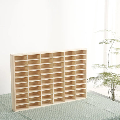 60 Grid Wood Display Shelf Toy Storage Wall Mounted Solid Wood Car Model Storage Box With A Pair Of White Traceless Nails