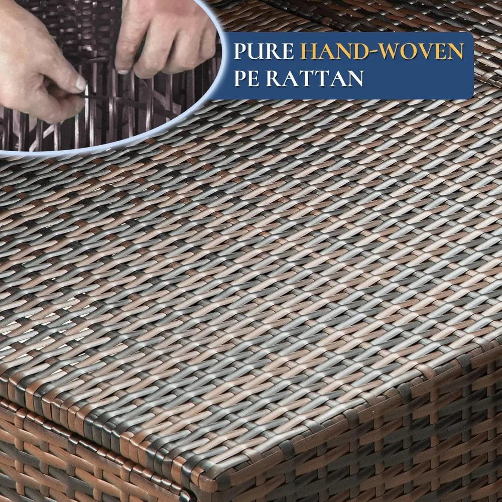 7 piece outdoor wicker patio furniture set, rattan sectional sofa couch, patio conversation set with cushion & coffee table, fo