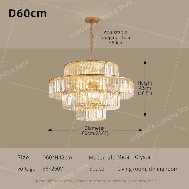 Hanging Chandelier Living Room Hall Lighting Villa Dining Table LED High-end Luxury Dining Room Crystal Chandeliers