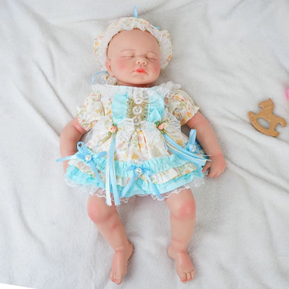 Full Body Silicone Reborn Baby Girl 18.9Inch Loulou 1:1 Lifelike Silicone Bebe Washable Newborn Dolls for Kids Teaching