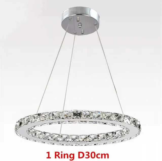 K9 Crystal Ring Led Pendant Light Modern Chandelier Luxury Hanging Fixture Living Dining Room Stairs Hotel Lamp Home Decor Lustr