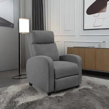 Adjustable Home Theater Recliner Chair - Thick Plush Cushions, Modern Fabric Single Sofa for Living Room (Aurora Grey)