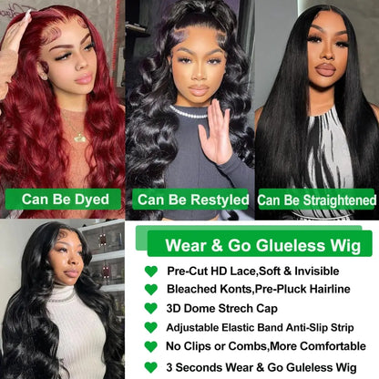 30 32 Inch Wear Go Glueless Wig Body Wave Human Hair Wigs  7x5 6x4 5×5 HD Lace Closure Wig Pre Plucked Pre Cut Human Hair Wigs