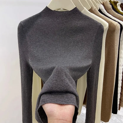 AOSSVIAO Autumn Winter 2025 Women New Turtleneck Sweater Female Slim Fit Warm Pullovers Ladies Solid Color Soft Knitted Tops