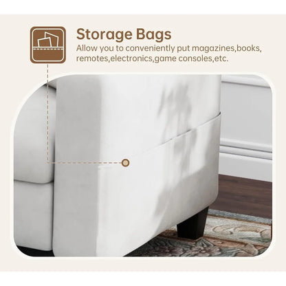 Sectional Couches for Living Room - Convertible L Shaped Couch with Storage Ottoman-Modern Linen Sofa 3 Seater, Customized