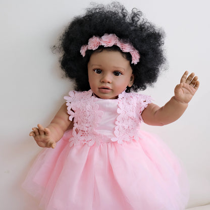 26inches Pippa Already Painted Finished Doll Reborn Toddler Huge Baby Size Dark Skin Lifelike Soft Touch