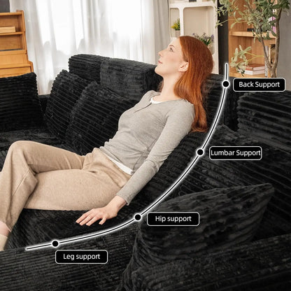 134" Boneless Couch for Living Room, Oversized U Shaped Modular Cloud Sofa with Deep Seat, Ergonomic Memory Foam Sleeper Chair,
