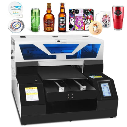 VEVOR A3 UV Bottle Printing For Phone Case Glass Wood Acrylic A4 UV Flatbed Printer Sticker Label Printer  UV Printer