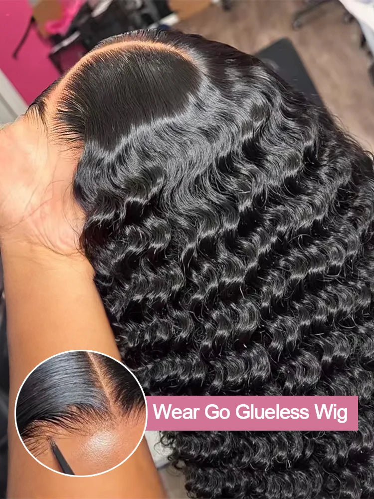 30 40 Inch Water Wave Curly 7x5 13x4 Glueless Wig Human Hair 13x6 HD Lace Frontal Wig Pre Cut Wear Go Deep Wave Front Wig 300%