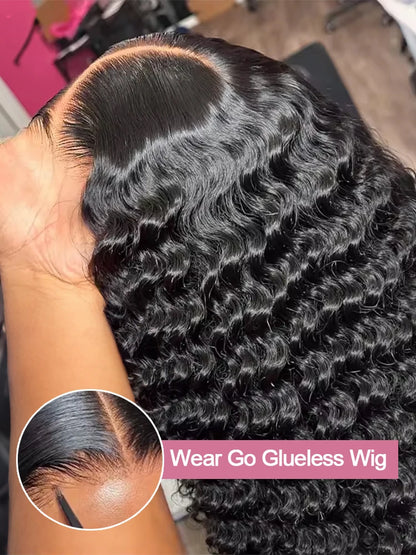 30 40 Inch Water Wave Curly 7x5 13x4 Glueless Wig Human Hair 13x6 HD Lace Frontal Wig Pre Cut Wear Go Deep Wave Front Wig 300%