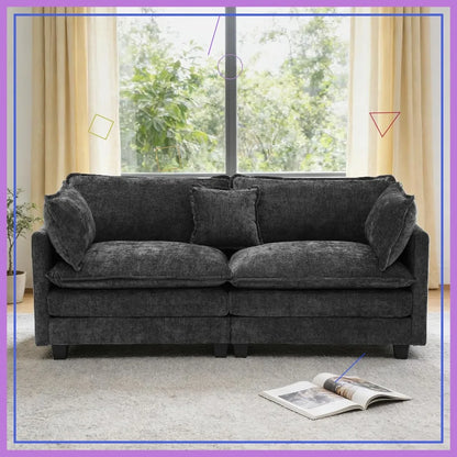 78" Modular Sectional Sofa, 2-Seater Chenille Couch with Spring & Foam Cushion, Removable Washable Covers, Easy Assembly