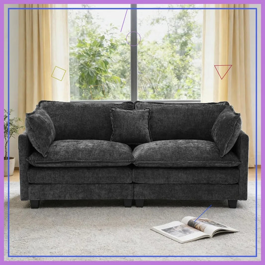 78" Modular Sectional Sofa, 2-Seater Chenille Couch with Spring & Foam Cushion, Removable Washable Covers, Easy Assembly