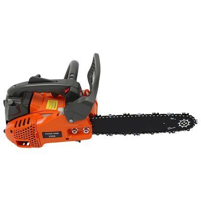 12in Top Handle Chainsaw, 2-Stroke 25.4CC Gasoline Powered Chain Saw for Tree Pruning