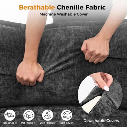 78" Modular Sectional Sofa, 2-Seater Chenille Couch with Spring & Foam Cushion, Removable Washable Covers, Easy Assembly