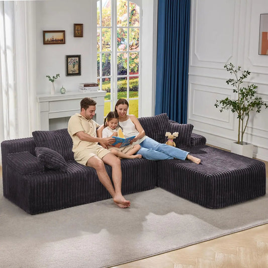 3 Seat L-Shape Memory Foam Modular Sectional Sofa Couch for Living Room Customized Home Furniture