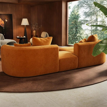116" Modular Sectional Couches with Ottoman, Luxury Modern Curved Back Sofa, Minimalist Style Oversized 4 Seat Deep, Customized