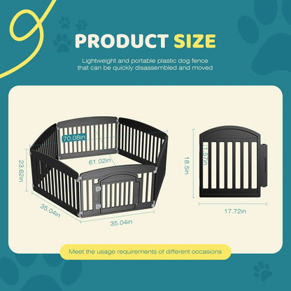 JHK Plastic Dog Playpen 6 Panel 24IN Expandable Durable Pet Fence for Medium Dogs Indoor Outdoor Folding Portable Puppy Playpen