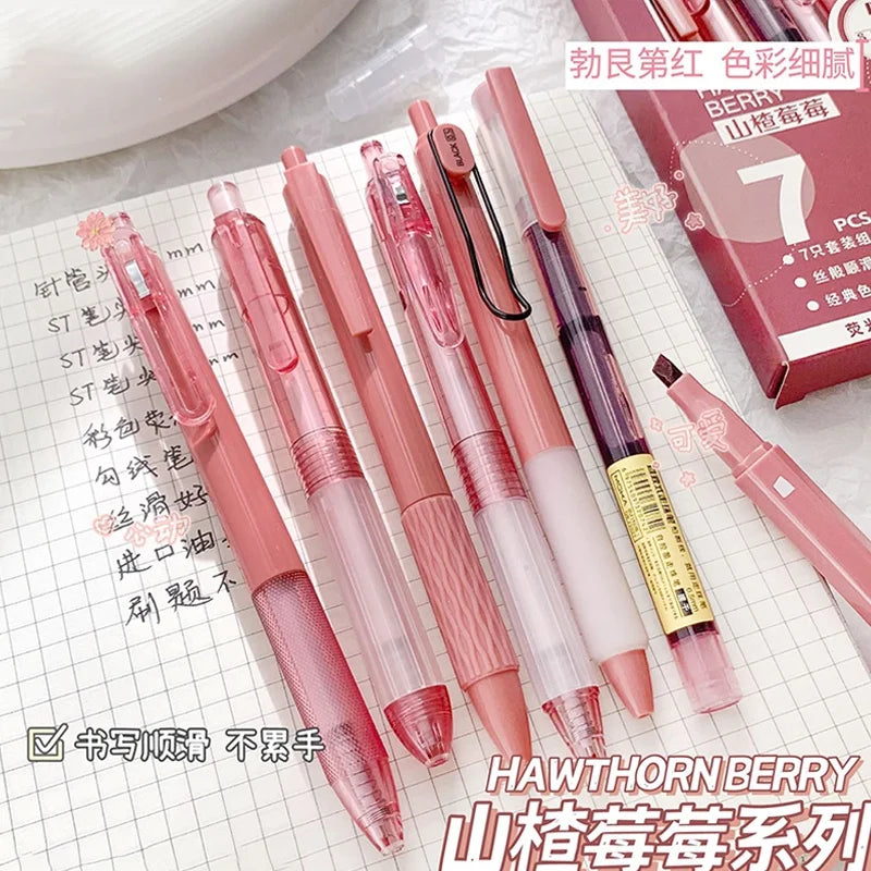 7Pcs/Box Minimalist Transparent 0.5mm Gel Pens Fashion Office Signature Pen Creative Multifunction School Supplies