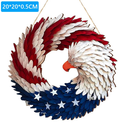 American Flag Eagle Wreath Decorative 4th of July Hanging Door Sign Patriotic Door Hanger for Wall Front Door Farmhouse
