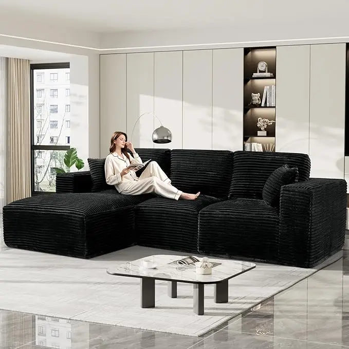 108" Comfy L Shaped Sectional Couches, Modular Sectional Sofa Boneless Cloud Couch for Living Room, Modern Deep Seat Cozy