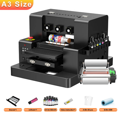 A3 UV DTF Printer For Epson L805 UV DTF Flatbed Printer Machine A4 UV Sticker Printer For Bottle Wood Metal A4 UV Printer