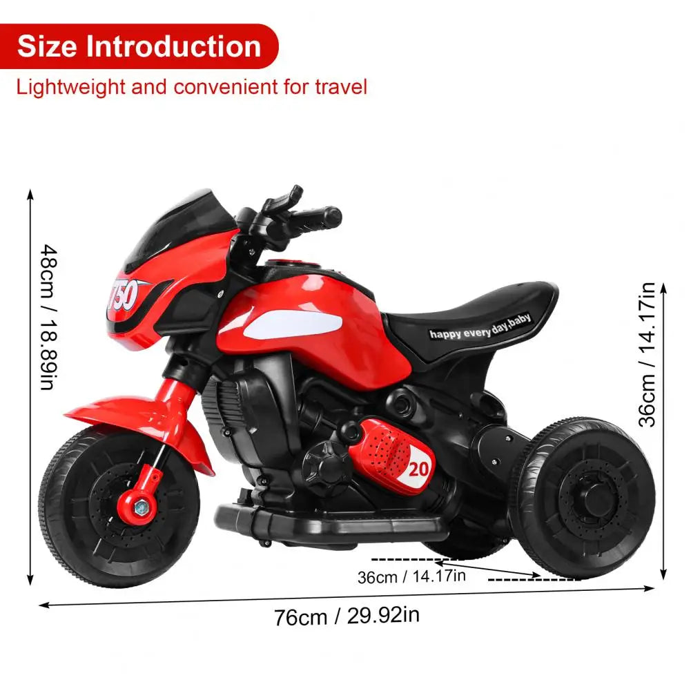 Kids Electric Tricycle, Kids Motorcycle Ride-on Car Toy, 3-Wheel Battery Powered Motorbike for Kids 1-6 Years Old, Forward Rever