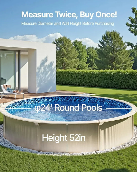 Durability Big deal 24-ft Round Above Ground Pool Liner, Unibead Pool Liners, Standard Gauge, 52inch Wall Height, Designed for S
