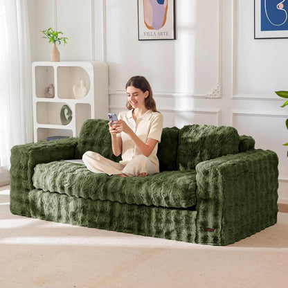 3 Seater Couch for Living Room, Boneless Couch with Tufted Cushion & Backrest, Upholstered Floor Sofa, Sofa in A, Customized