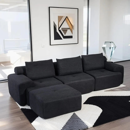 Fefances L-Shaped Sectional Couches for Living Room with Memory Foam & Steel Frame - No Assembly Convertible Sofa Bed, Modular