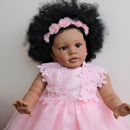 26inches Pippa Already Painted Finished Doll Reborn Toddler Huge Baby Size Dark Skin Lifelike Soft Touch