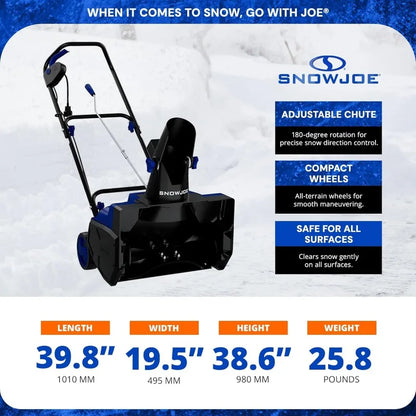Snow Joe Electric Snow Blower, Push hrower for Driveway Snow Removal, Blue