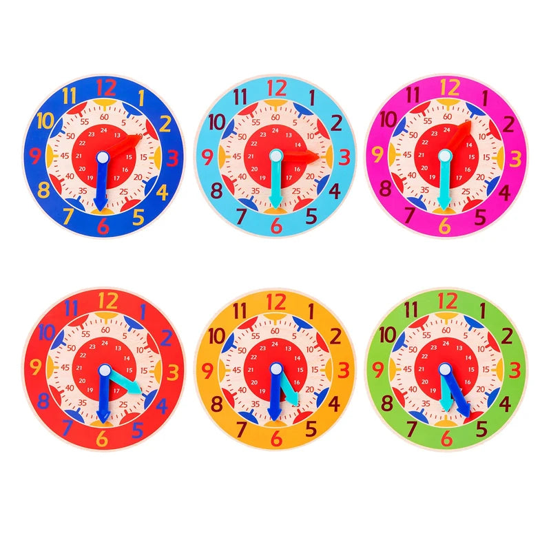 Kids Montessori Wooden Clock Toys Time Learning Teaching Aids Educational Toys For Children Primary School Clever Board Toy