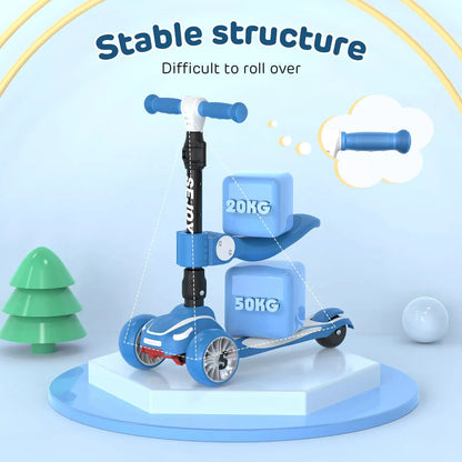 Sejoy Toddler Kick Scooter for Kids with 3 Wheels Extra-Wide Childrens Foldable Toy Scooter with Adjustable Height/Handlebars &